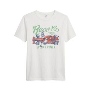 Gap Racers Motor City Speed & Power Graphic Tee‎ White Kid XL Fits Woman Small